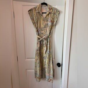 Paisley Print Belted Dress